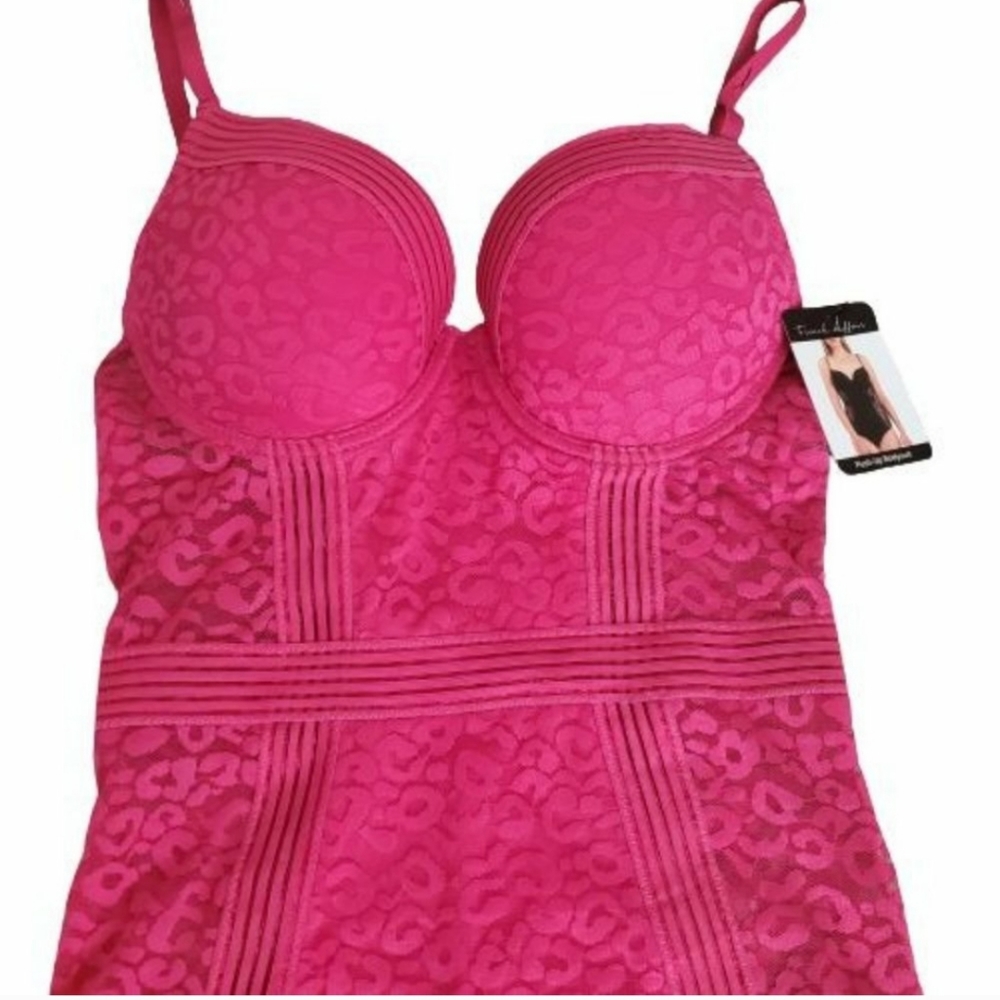 FRENCH AFFAIR Push Up BodySuit Lacey Cheetah Print Pink - Picture 3 of 16
